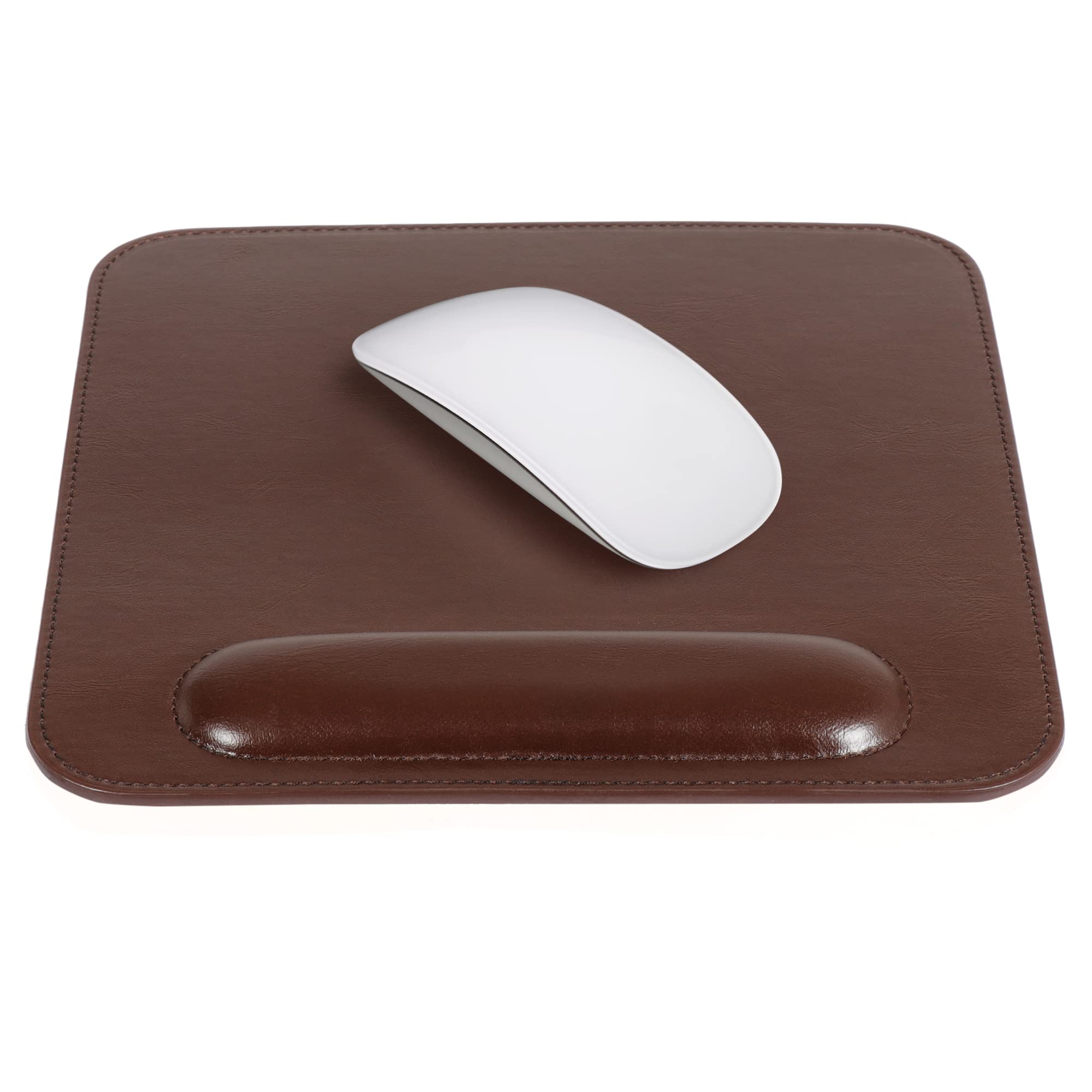 LONDO Leather Mouse Pad with Wrist Rest - Ergonomic Desk Pad for Mouse & Trackpad - Non-Slip, Smooth Surface - 8.2" x 8.2"