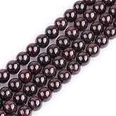 GEM-Inside Natural 6mm Garnet Gemstone Smooth Round Stone Loose Beads Crystal Energy Stone Power for Jewelry Making 15"