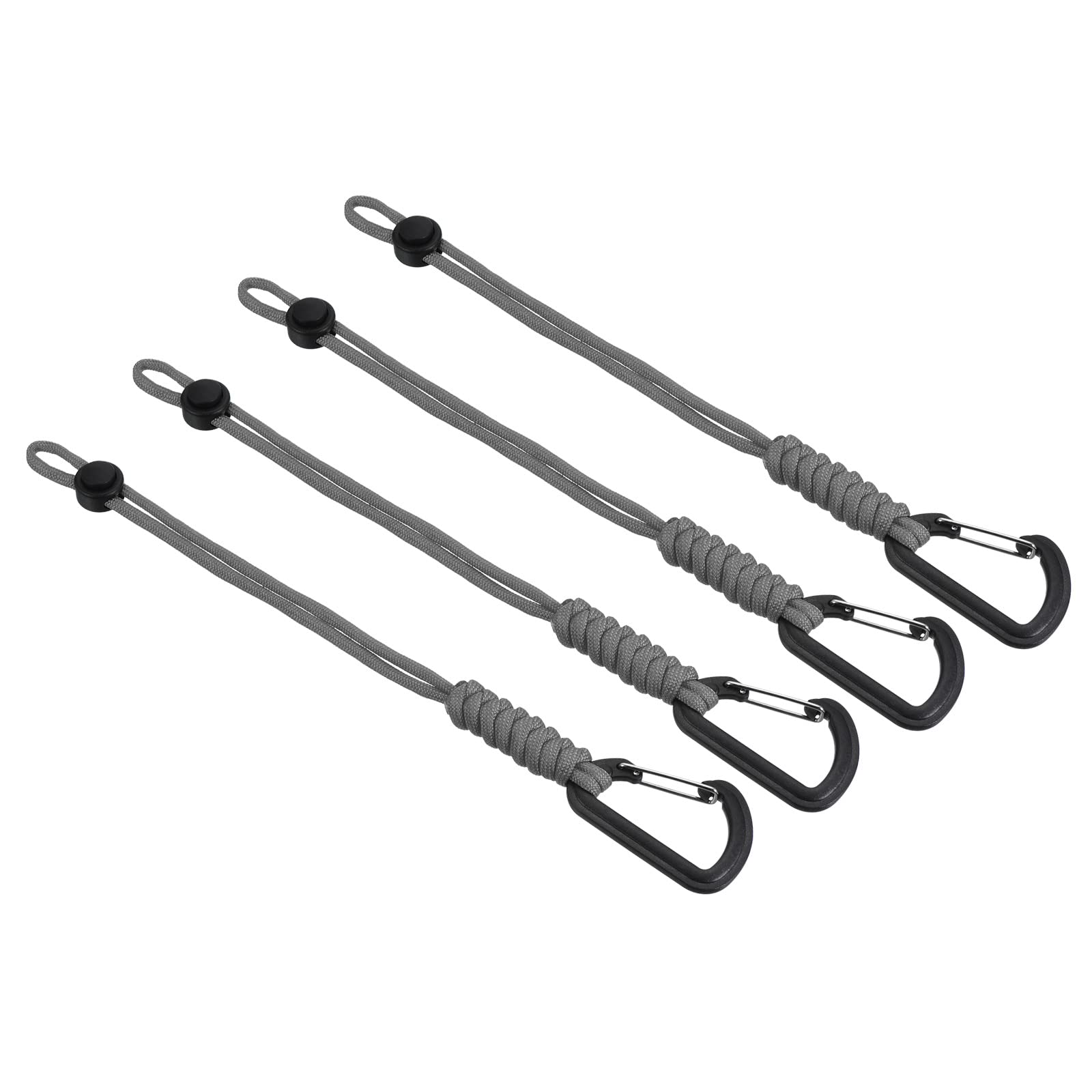 PATIKIL Badge Lanyard with Hook 10 Inch, 4Pcs Braided Wrist Keychain Strap Adjustable Cord Lock for Keys Wallets Outdoors, Grey