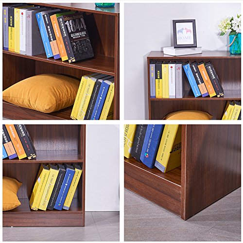 Dland Bookcase WF-SJ001WT, 2-Shelf, TV Stands Storage Cabinet, Composite Wood Board, Walnut, 1 Pack - Thumbnail 2