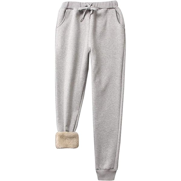 IUGA Fleece Lined Sweatpants Women Joggers With Pockets High Waisted Sherpa Winter Pants For Women Warm Heather Charcoal 46289