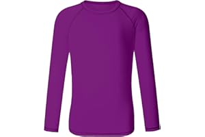 COMCHE Girls UPF 50+ Rash Guard Neon Shirt Quick Dry Swim Shirts Long Sleeve UV Sun Protection Shirt for Kids Teens