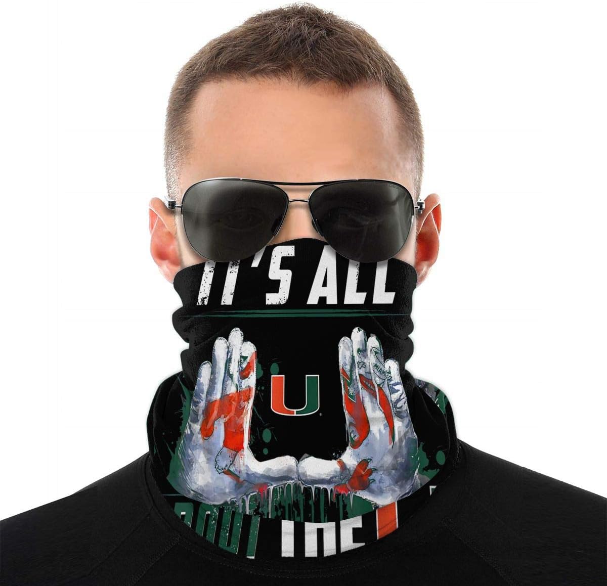 Liuyang Miami Hurricanes All About The U Outdoor Face Mouth Mask Windproof Sports Mask Ski Mask Shield Scarf Bandana Men Woman