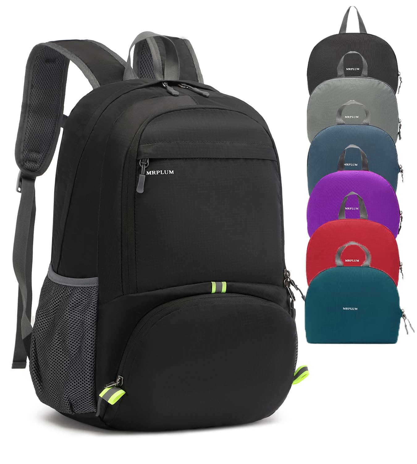 MRPLUM 30L Rucksack Foldable Ultralight Packable Backpack,Unisex Durable Handy Daypack for Travel & Outdoor Sports Durable&Waterproof (Black)