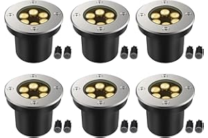 JESLED Outdoor Landscape Lights, 6W LED In Ground Well Lights, 12V 24V 3000K Warm White, IP67 Waterproof Low Voltage Landscaping Spotlight for Driveway Deck Step Yard Fence Garden Pathway (6 Pack)