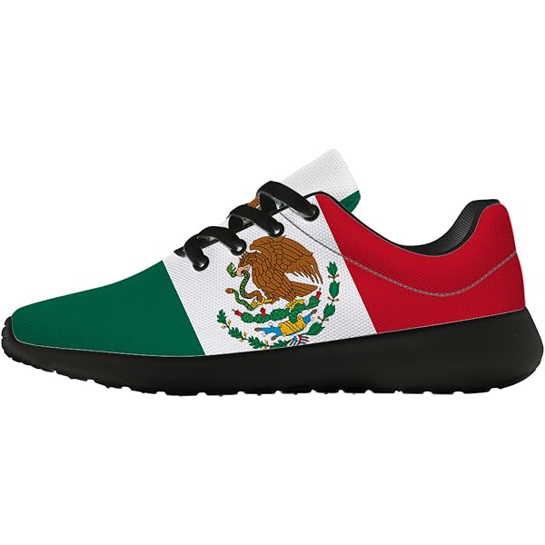 Womens Mens Mexico Shoes Mexican MX National Flag Tennis Sneakers Running Walking Shoes Gifts For Women Men,Size 10 Men/13 Women Black | Trail Running