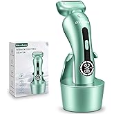 Akunbem Electric Razor for Women Electric Shaver for Legs Bikini Trimmer for Women Underarm Public Hairs Rechargeable Womens Shaver with Detachable Head Wet Dry Use Painless Cordless