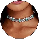 Olbye Turquoise Necklace Short Silver Choker Necklaces Western Personalize Boho Necklace Jewelry for Women