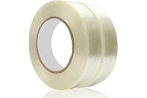 AMOGATO 5.5 Mil 2 Rolls 1 Inch x 55 Yards Filament Tape - Heavy Duty Fiberglass Reinforced Packing Tape