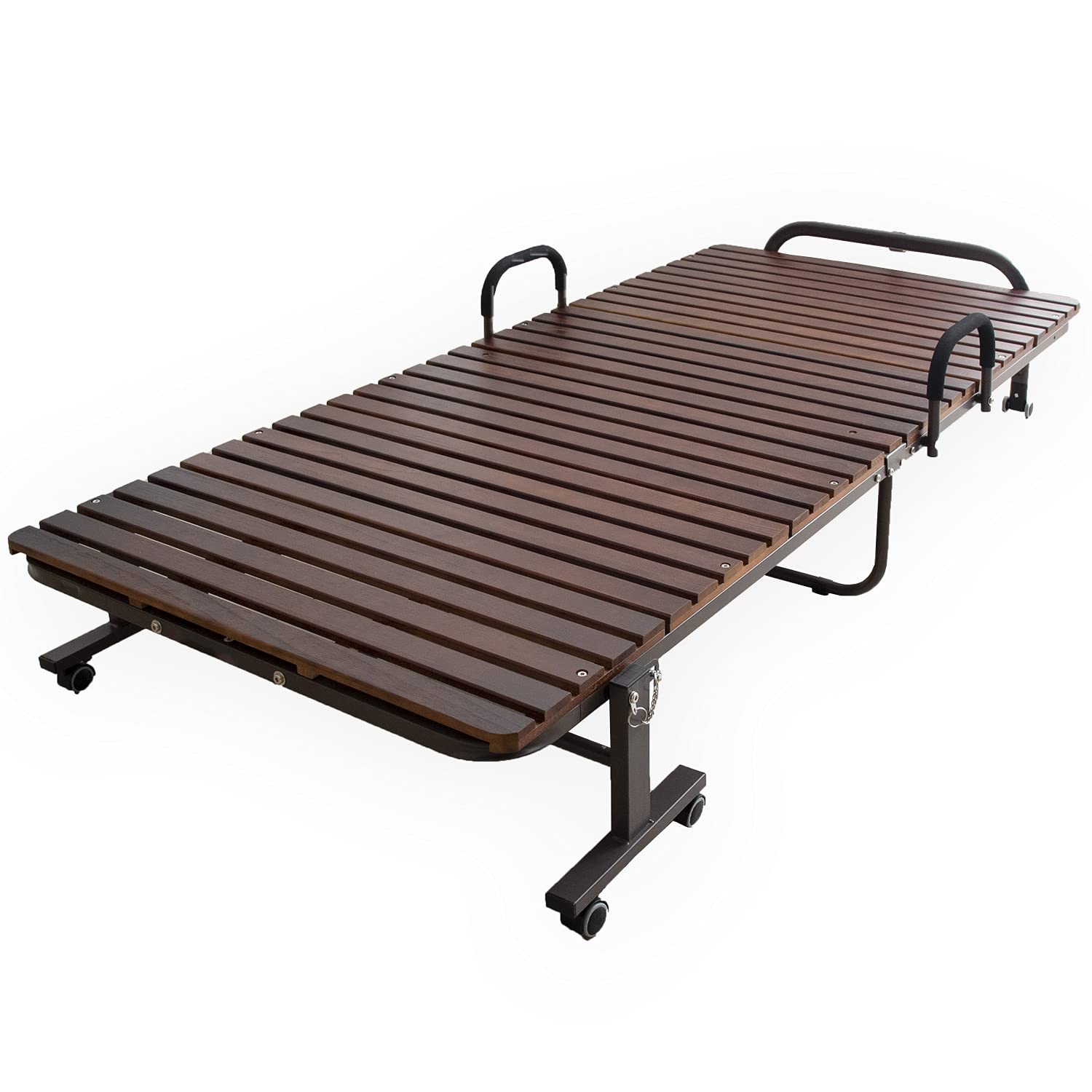 タンスのゲン ベッド シングル 折りたたみベッド すのこベッド 桐 耐荷重約300kg ベッドフレーム 木製 ヘッドレス ブラウン 17610050(90018)商品画像