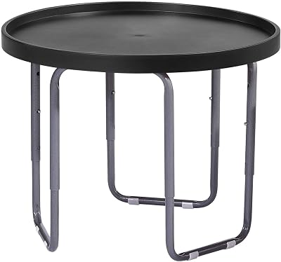 simpahome Multi-Purpose Round Utility Table - Black, Height Adjustable