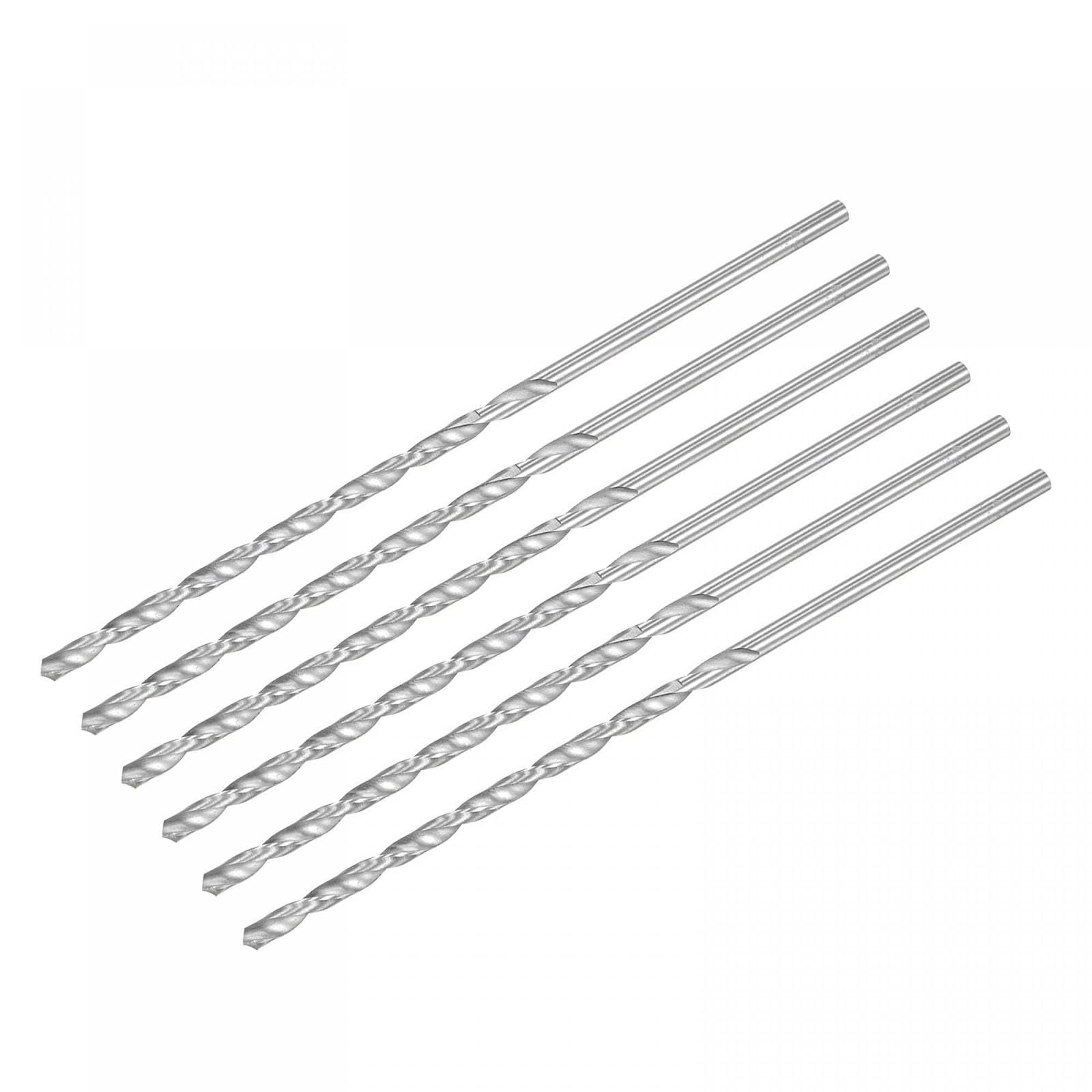 TA-VIGOR 6Pcs 4.2mm Extra Long Twist Drill Bits, 160mm Length High-Speed Steel HSS Straight Shank Spiral Drill Bits for Wood Metal Aluminum Plastic