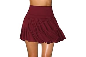 HRAGC Women's Mini Skirt Skort Flowy Pleated High Waisted Ruffle Tennis Skirts for Women Athletic Skater Golf with Shorts Pockets