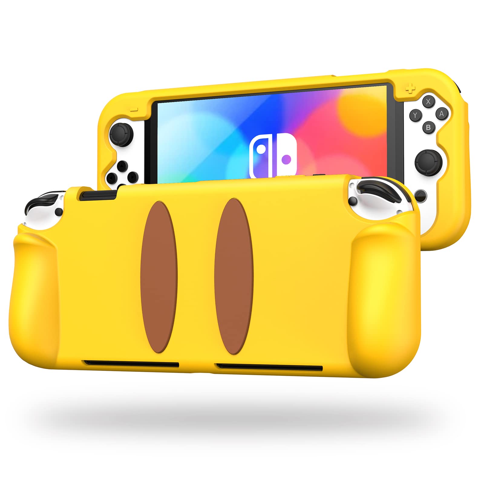 KENOBEE Silicone Case for Nintendo Switch OLED Model 2021, Soft Lightweight Ergonomic Grip Protective Cover with Shock-Absorption and Anti-Scratch Design for Switch OLED Console 7.0", Yellow