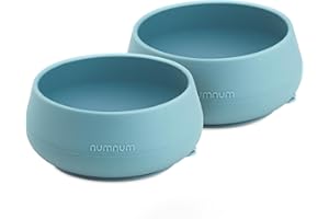 NumNum Suction Bowls for Babies & Toddlers, Extra Strong Non-Slip Suction, 100% Food-Grade Silicone, BPA-Free, Microwave & Dishwasher Safe, Baby-Led Weaning Bowls for 4+ Months, 2-Pack Blue