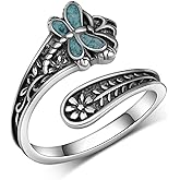 Yorionke Dragonfly Rings 925 Sterling Silver Turquoise Adjustable Thumb Rings Dragonfly Jewelry Gifts for Women