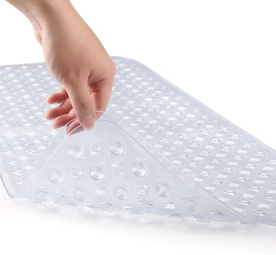 WELTRXE Bathtub Mat Non Slip 260 Suction Cups 88 x 40 cm PVC Clear