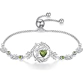 FANCIME Tree of life Birthstone Bracelet for Women Sterling Silver Tree Jewelry Birthstone Charm Bracelet Gemstone Anniversary Birthday Mothers Day Gifts for Wife Mom Her