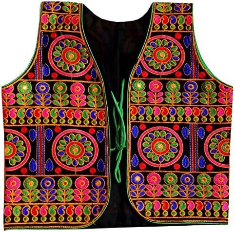 PULAA Gujarati Ladies Wear Jacket - Both Side Embroidered Jacket-Indian Koti-Cotton Vest-Navratri Special Waistcoat