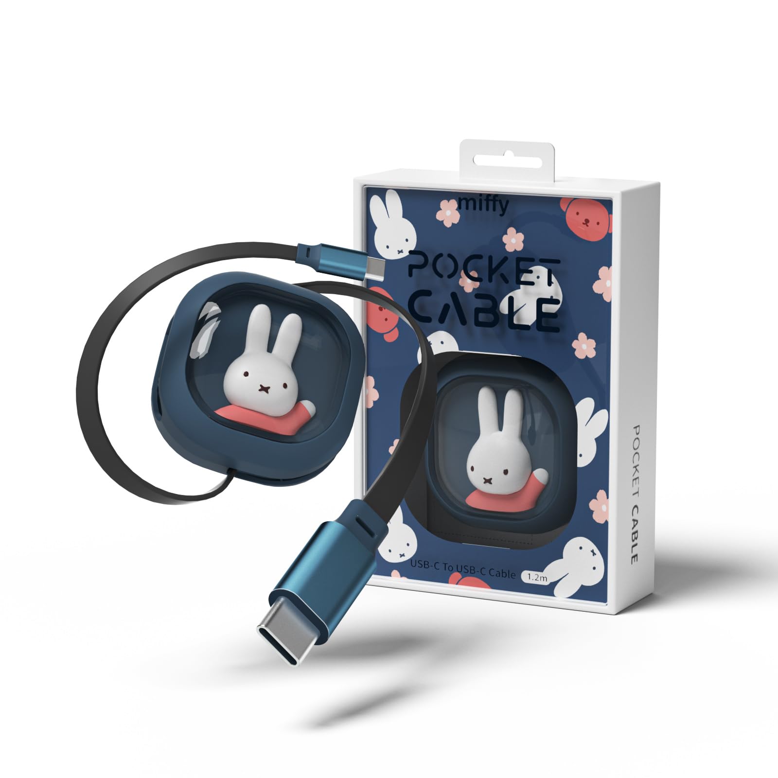 Photo 1 of Miffy Charger Pocket Cable 65W 3.9ft USB-C to USB C, Type C Charging Cable Fast Charge (Navy Blue)