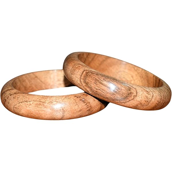 WOOD BANGLE 145T ウッドバングル TWO VINTAGE WOODEN BANGLE BRACELETS! MUST SEE INLAY!! EX