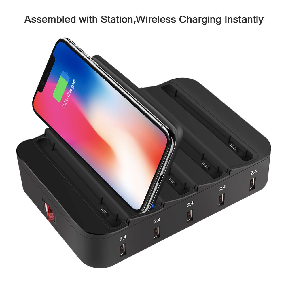 Wireless Charging Pad Detachable & Replaceable Baffle with Non-slip Spray Paint Surface for iphone X/8/8 plus Samsung Note8 S8 S8+ S7 S7 Edge S6 S6 Edge and Other Qi-enabled Device