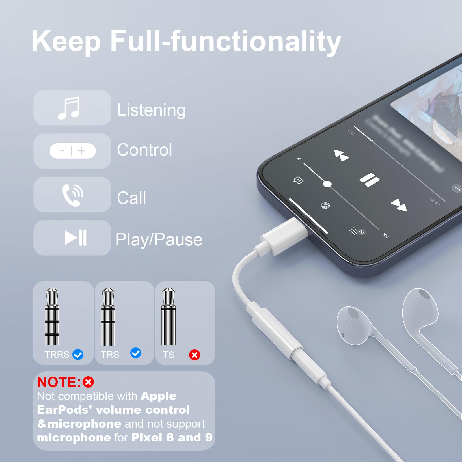 Duyasurs 2 Pack USB C to 3.5mm Headphone Jack Adapter, USB C to Aux Audio Dongle Cable Cord Compatible with iPhone 16/15 Pro/15 Pro Max, iPad Pro, MacBook, Samsung S21-24, Pixel 7/6/5