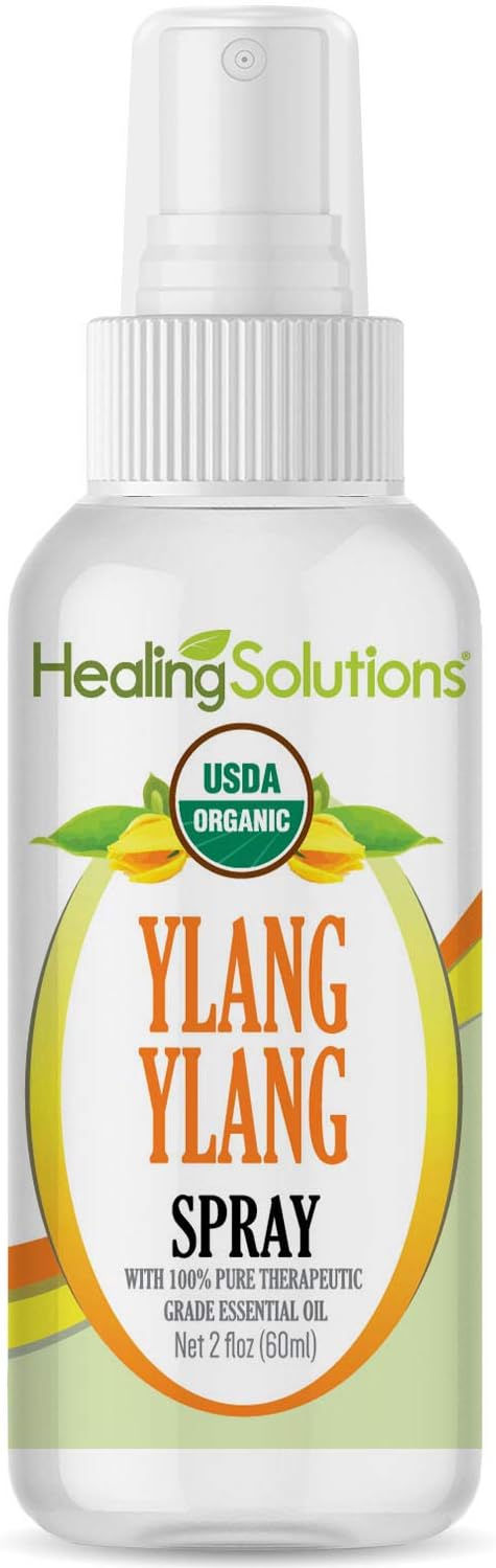 Organic Ylang Ylang Spray – Water Infused with Ylang Ylang Essential Oil – Certified USDA Organic - 2oz Bottle by Healing Solutions