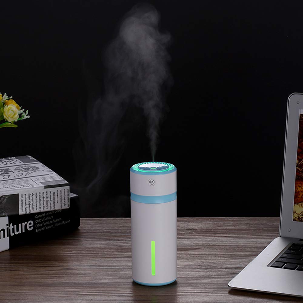 Steam humidifier 240ml, ultrasonic mini USB air humidifier evaporator mini portable portable humidifier, automatic off, bedroom office with led lights
