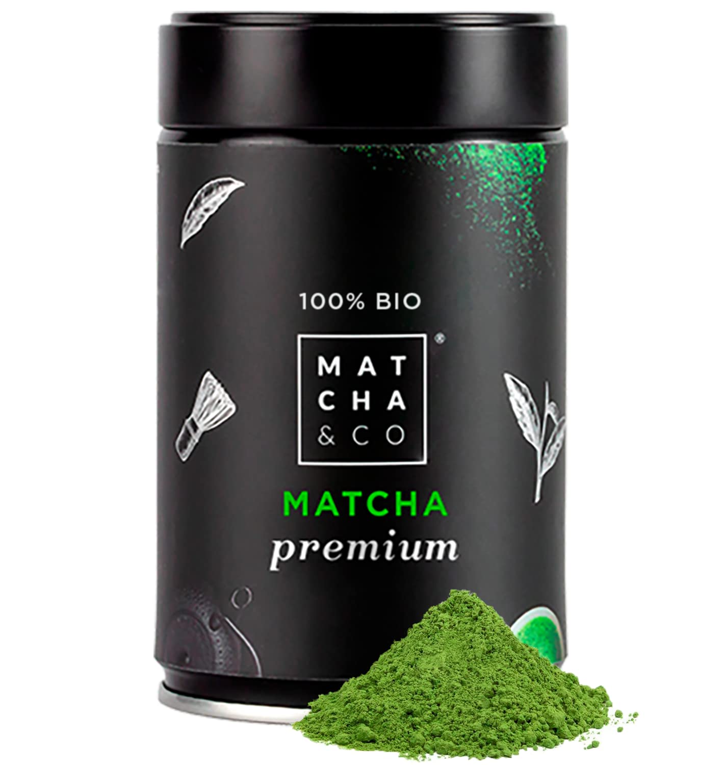 Matcha & CO | 100 % biologischer Premium-Matcha-Tee 80 g [Zeremonielle Premiumqualität]. Bio-Grünteepulver aus Japan. Zeremonieller Bio-Matcha-Tee. 100 % natürlicher Premium-Matcha-Grüntee