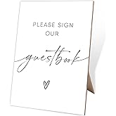 Please Sign Our Guestbook, Photo Guest Book Sign, 8X11 White Minimalist Style Wooden Sign, Wedding Signs for Reception, Bridal Shower Decorations, for Wedding Reception & Event Party,7