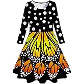 Funnycokid Girls Dress Size 4-13 Long Sleeve Kids Clothes