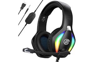 Fachixy「2024 New」FC100 PC Gaming Headset with Microphone for PS4/PS5/PC/Nintendo Switch, Xbox One Headset with RGB Light, Computer Gamer Headset with Mic