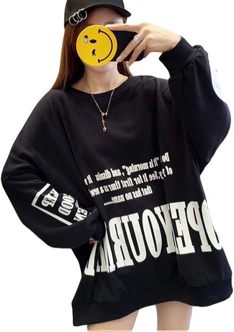 Amazon Bestmoodカットソー レディース ゆったり 韓国 パーカー プリント ファッション パフスリーブ プルオーバー 個性 おしゃれ ロンｔ Bf風 クルーネック トップス カジュアル ストリート系 春 トレーナー パーカー 通販