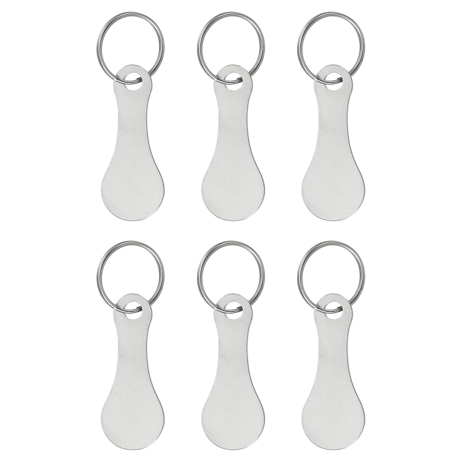 PATIKIL Shopping Trolley Token Key Ring, 6 Pack 2.2 Inch Stainless Steel Cart Remover Unlock Release Keychain for Grocery Shopping Cart, Silver Tone