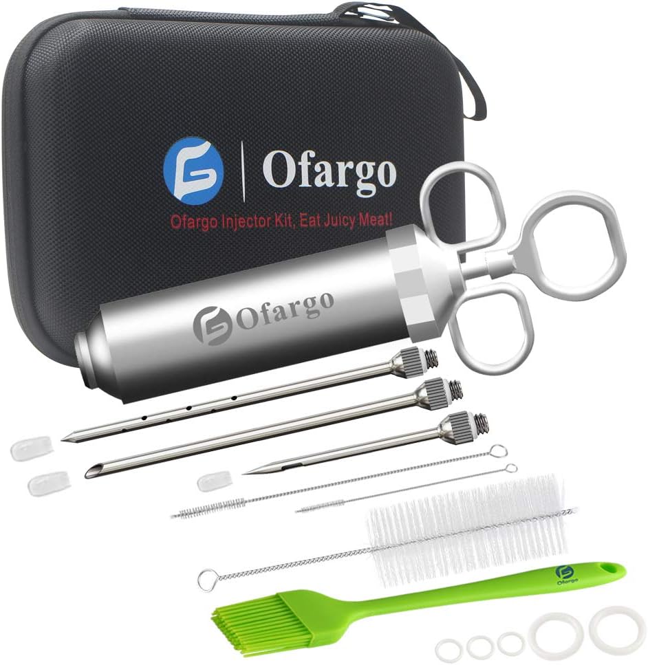 Ofargo 304Stainless Steel Meat Injector Syringe with 3 Marinade