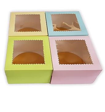 CooKeezz Couture – Cajas para tartas con ventana de colores 6 x 6 x 4 cajas decoradas