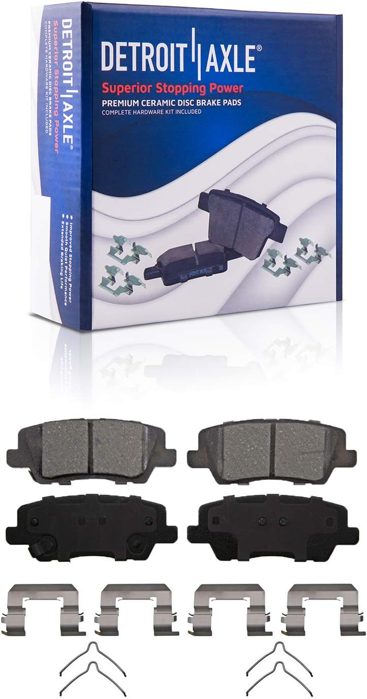 Detroit Axle REAR Ceramic Brake Pads w/Hardware Kit for