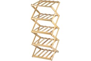 QENWKXZ Foldable Bamboo Shoe Organizer Rack, Narrow Free Installation Foldable Small Shoe Organizer, Free Standing Shoe Racks