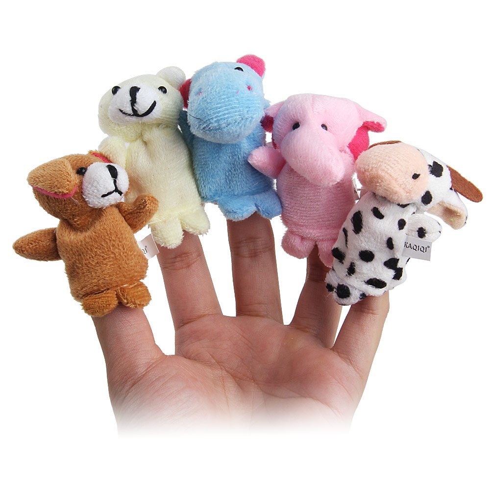 US 10PCS Soft handmade Plush Animal Finger Puppets Velvet Cute Animal