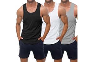 KAWATA Men's Workout Tank Tops Quick Dry Gym Muscle Tees Fitness Bodybuilding Sleeveless T Shirts