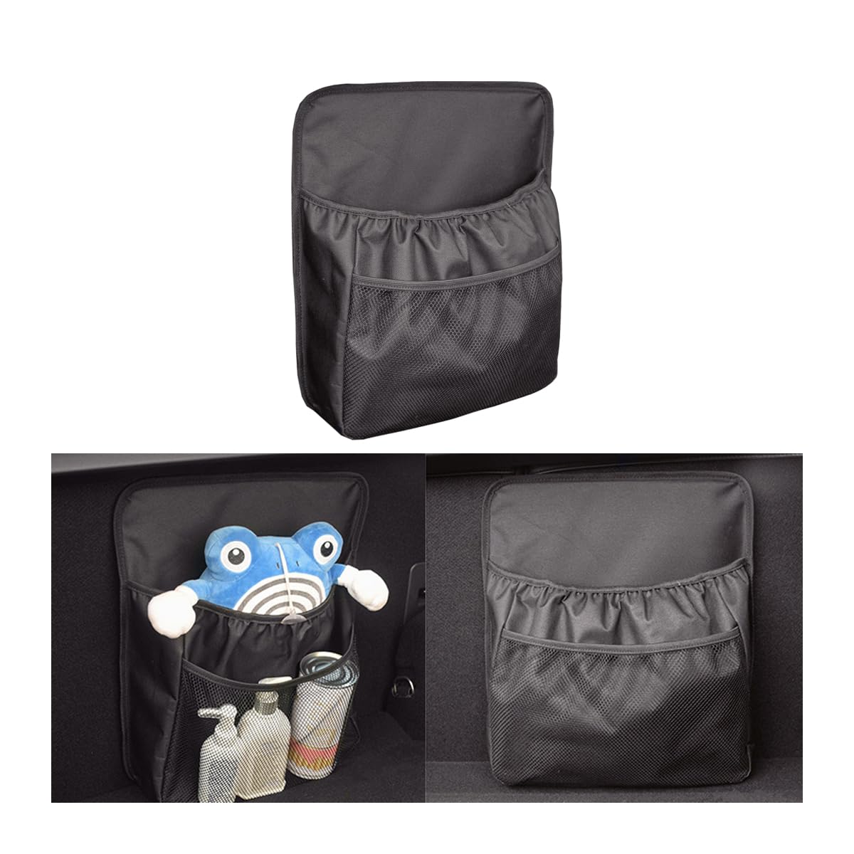 Photo 1 of HZEL Car Trunk Organizer, Vehicle Backseat Hanging Storage Bag with Netting Pouch, Multifunctional Automotive Interior Seat Back Box Accessories, Universal for SUV, Sedan, Truck