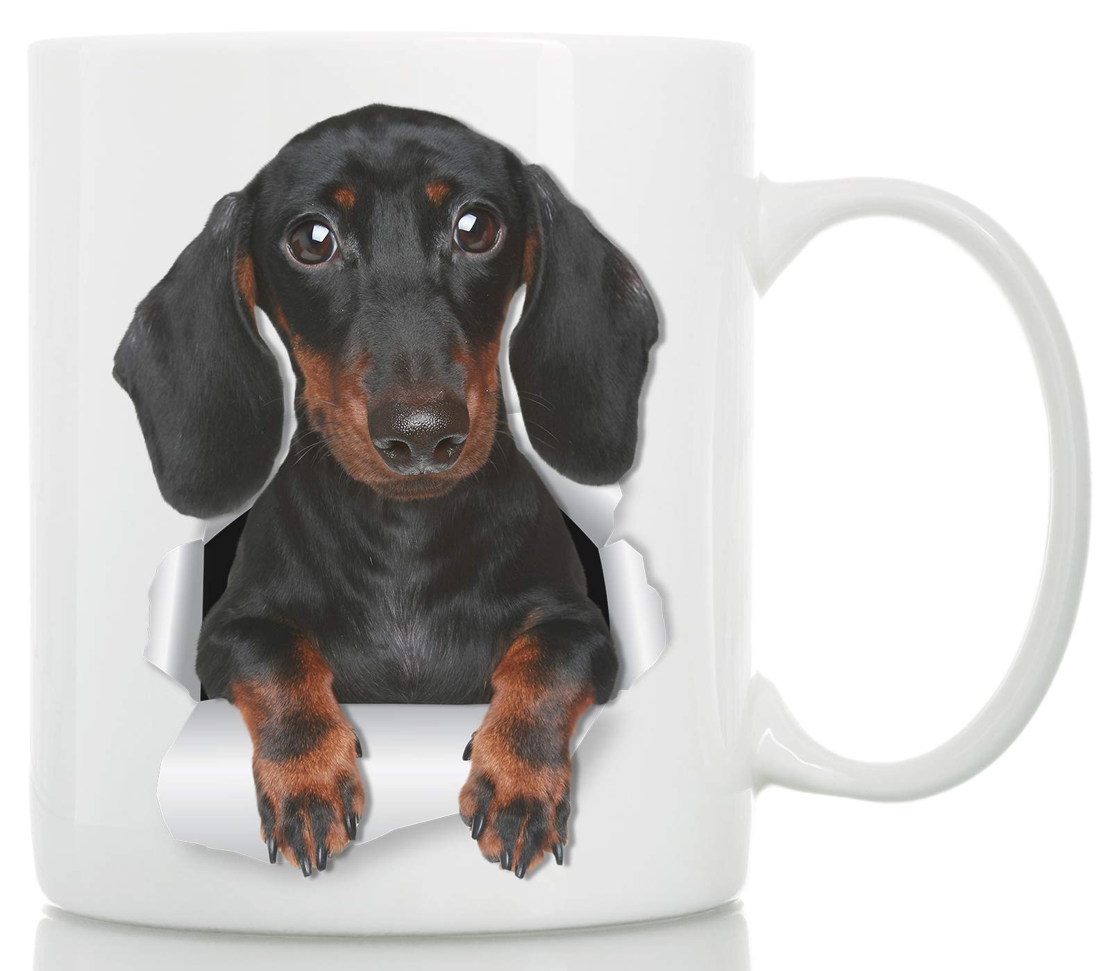 Cute Dachshund Mug - Ceramic Black Dachshund Coffee Mug - Perfect Dachshund Gifts - Funny Cute Sausage Dog Coffee Mug for Dog Lovers - Wiener Dog Coffee Mug (325ml, Black Sausage Dog)