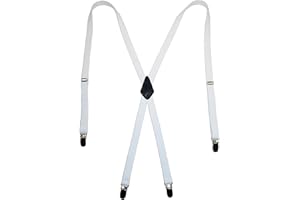 CTM® Women's Elastic Clip-End 1/2 Inch Skinny Urban Suspenders, White