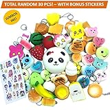 Premium Random 30pcs Jumbo Soft Squishy Cake Bread Donuts Pineapple Bread Toasts Cream Scented Squeeze Stress Relief Toy Children Kids Pretend Play Food Toys Set with BONUS Kids Stickers INCLUDED!
