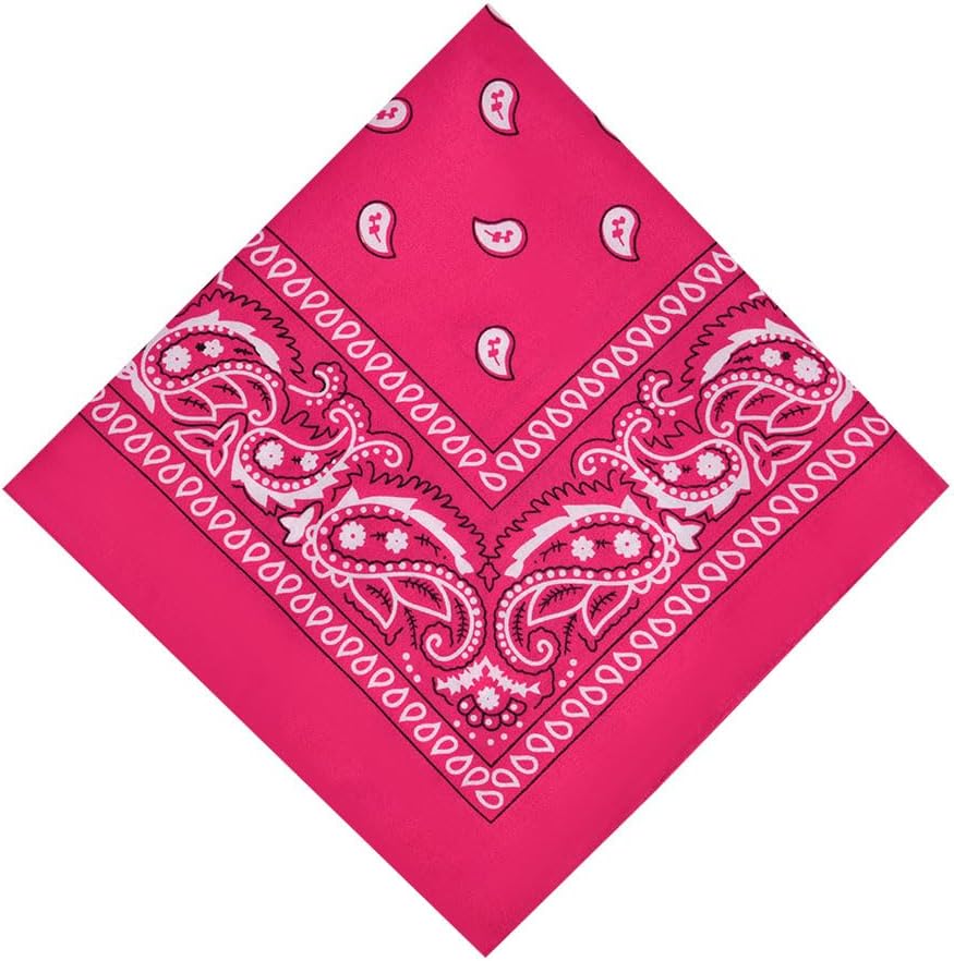 Aomig Bandana Head Scarf Rose Red Paisley Unisex Multi-Use Headwrap 73x36cm