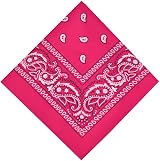 Aomig Bandana Head Scarf Rose Red Paisley Unisex Multi-Use Headwrap 73x36cm