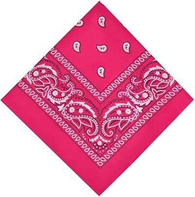 Aomig Bandana Head Scarf Rose Red Paisley Unisex Multi-Use Headwrap 73x36cm