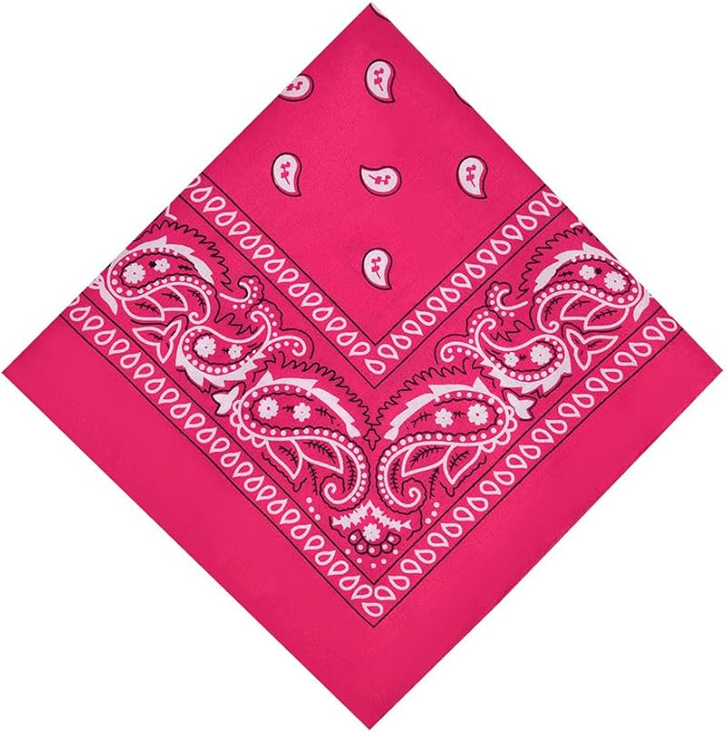 Aomig Bandana Head Scarf Rose Red Paisley Unisex Multi-Use Headwrap 73x36cm