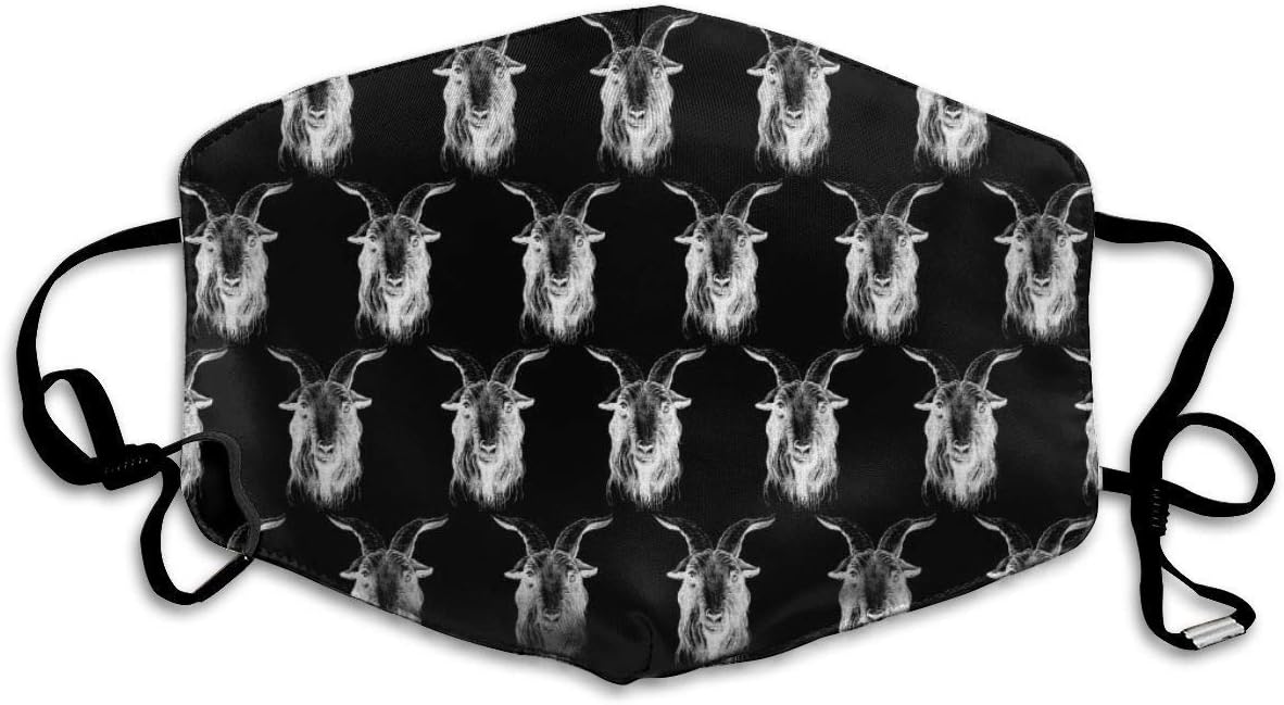 Medical Face Mask, Cancer Mask Surgical Mask Reusable Flu Masks Germ Face Mask Breathable Allergy Mask for for Kids Teens Men Women -Goat Head Pattern Black